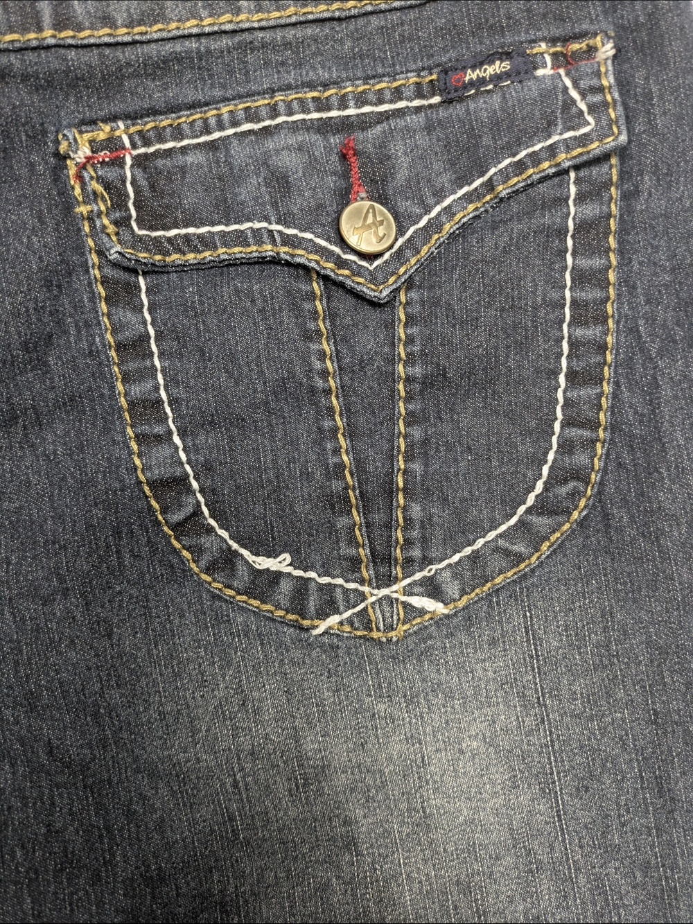 Angels Dark Blue Washed Denim Shorts - Picture 5 of 8